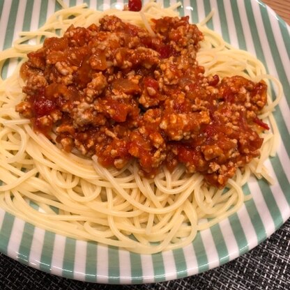 久しぶりにミートソースを手作りしてみました！市販のものよりも肉肉しくて食べ応えがありました！